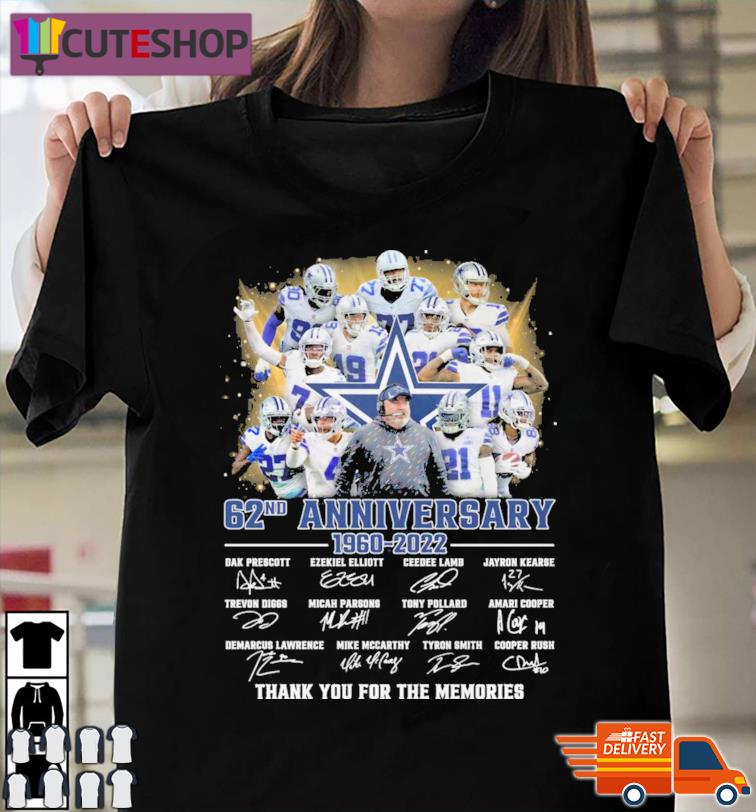 Dallas Cowboys 62nd Anniversary 1960-2022 Thank You For The Memories  T-Shirt