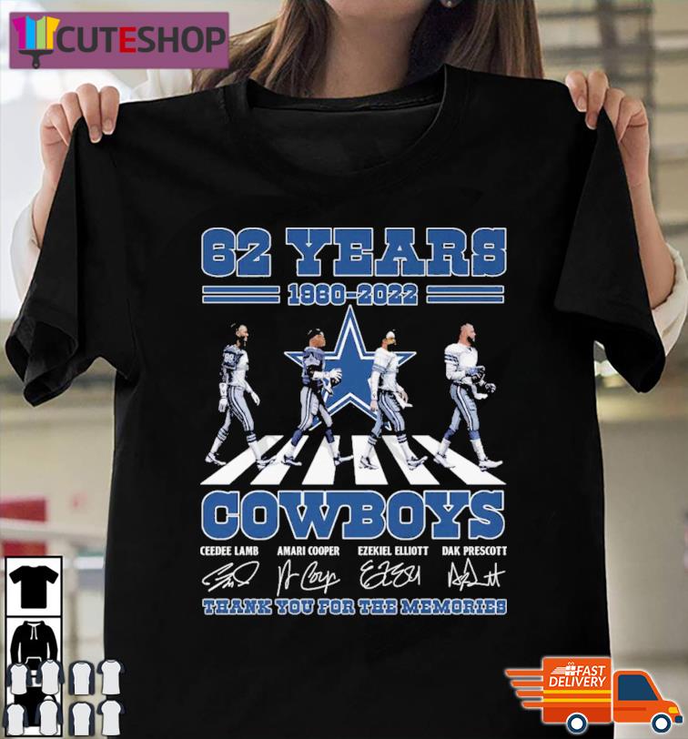 Dallas Cowboys Team Abbey Road 62 Years 1960 2022 Signatures Thank You For  The Memories Shirt, hoodie, sweater, long sleeve and tank top