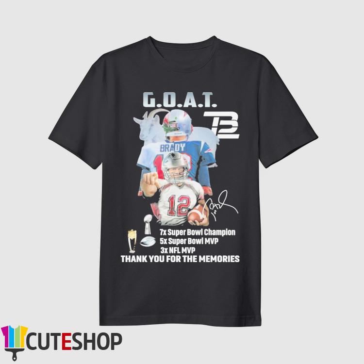 Tom Brady goat NFL mvp thank you for the memories signature T-shirt,  hoodie, sweater, long sleeve and tank top