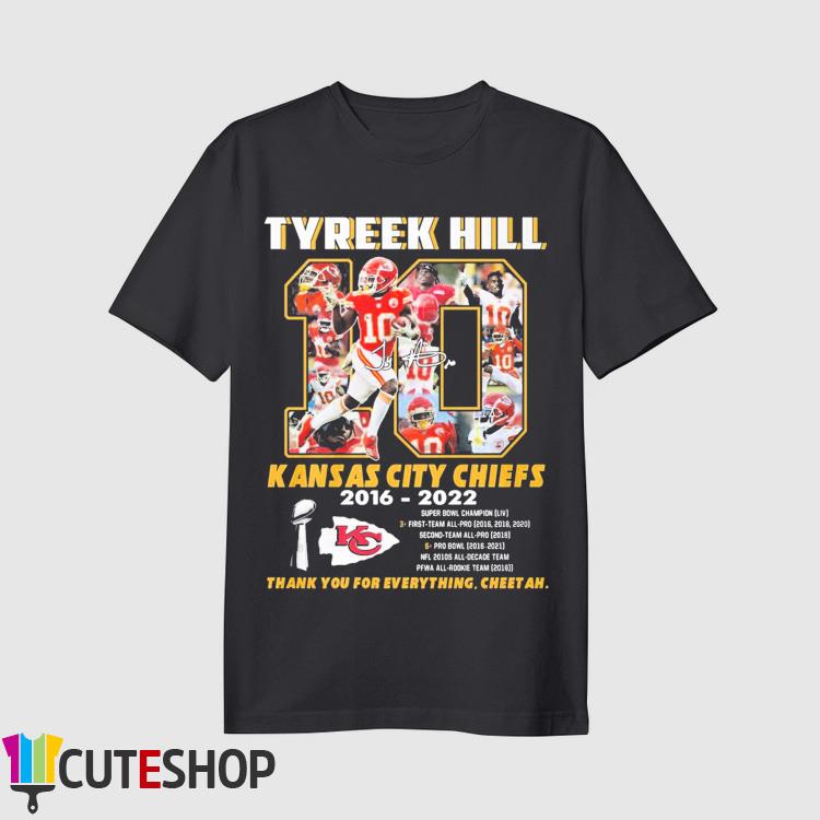 Tyreek Hill Kansas City Chiefs 2016-2022 Thank You For Everything Cheetah  Signature shirt, hoodie, sweater, long sleeve and tank top