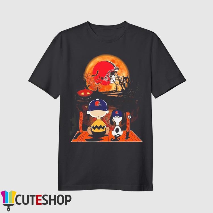 The Peanuts Charlie Brown And Snoopy Watching Cleveland Browns Halloween  Shirt - Peanutstee