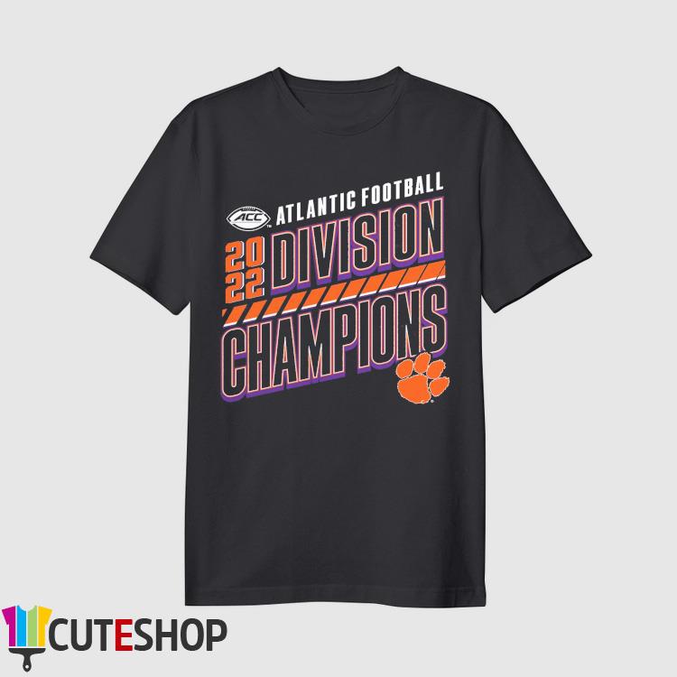 Clemson Tigers 2022 ACC Atlantic Division Football Champions Slanted Knockout T-Shirt