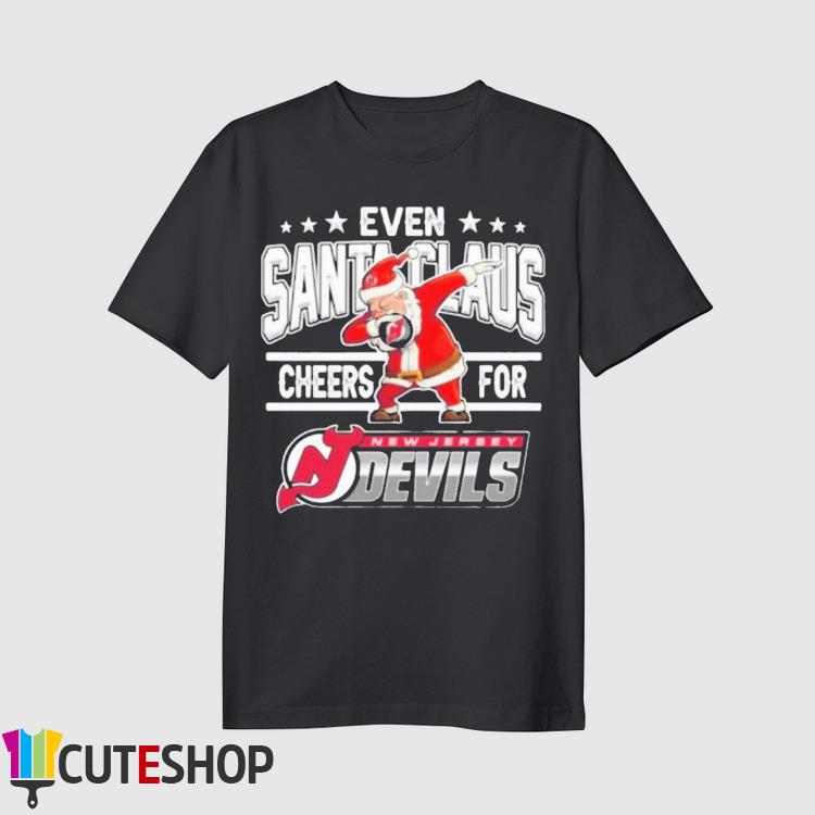 Even Santa Claus Cheers For New Jersey Devils Christmas Ugly Shirt